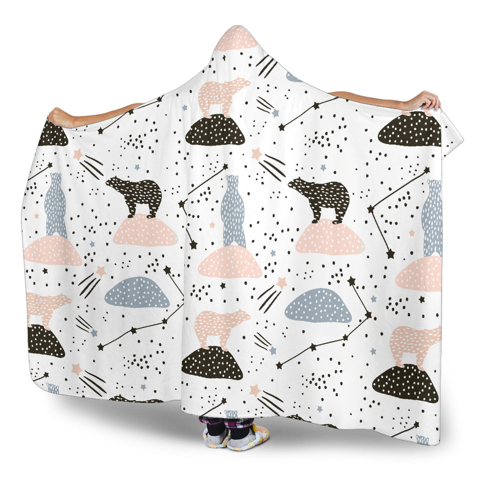 Polar Bears Star Poka Dot Pattern Hooded Blanket
