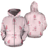 Poodle Dog Pink Color Theme Zip Up Hoodie