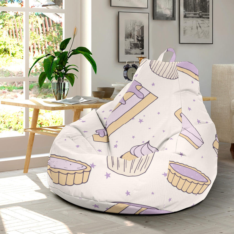 Cakes Pies Tarts Muffins And Eclairs Purple Blueberry Topping Pattern Bean Bag Cover