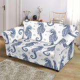 Seahorse Pattern Background Loveseat Couch Slipcover