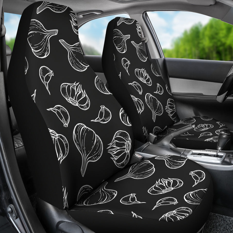 Garlic Pattern Black Background Universal Fit Car Seat Covers
