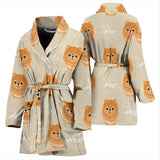 Cute Brown Pomeranian Puppy  Women'S Bathrobe
