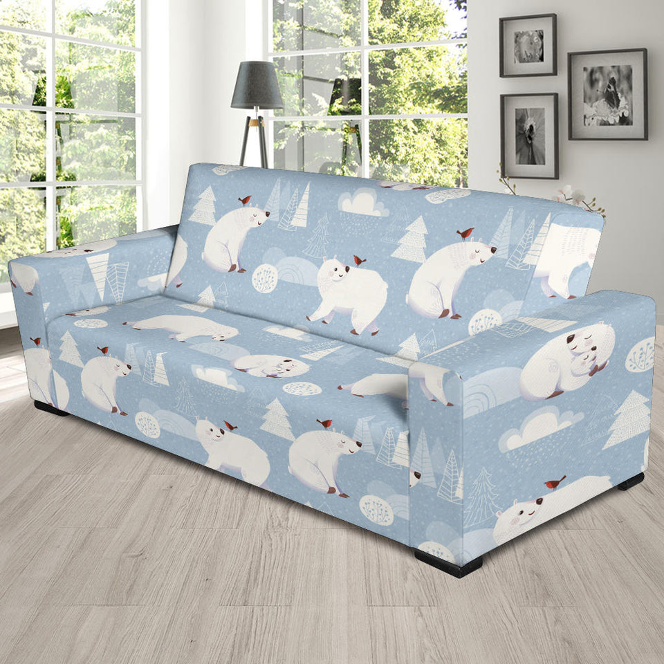Cute Polar Bears Christmas Decoration Pattern Sofa Slipcover