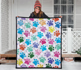 Dog Paws Pattern Print Design 01 Premium Quilt