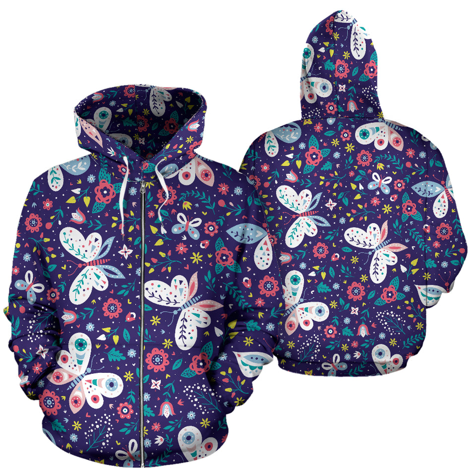 Colorful Butterfly Flower Pattern.Eps Zip Up Hoodie