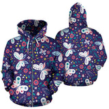 Colorful Butterfly Flower Pattern.Eps Zip Up Hoodie
