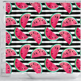Watercolor Paint Textured Watermelon Pieces Shower Curtain Fulfilled In US