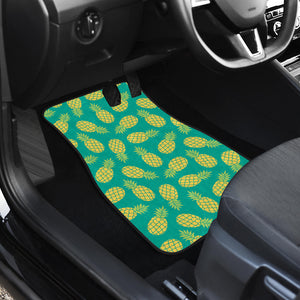 Pineapples Pattern Green Background Front Car Mats