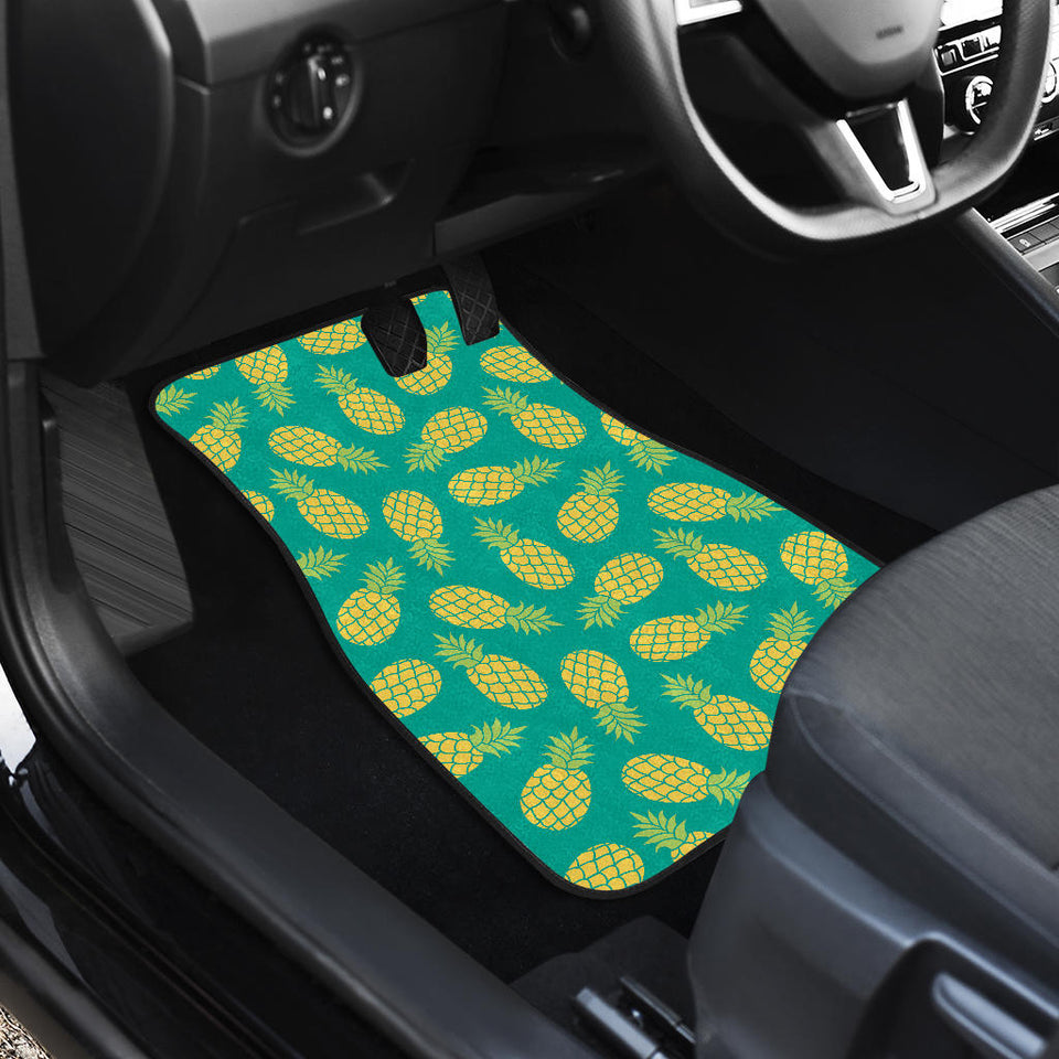 Pineapples Pattern Green Background Front Car Mats