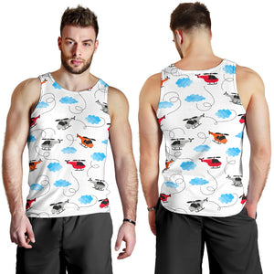 Watercolor helicopter cloud pattern Men Tank Top
