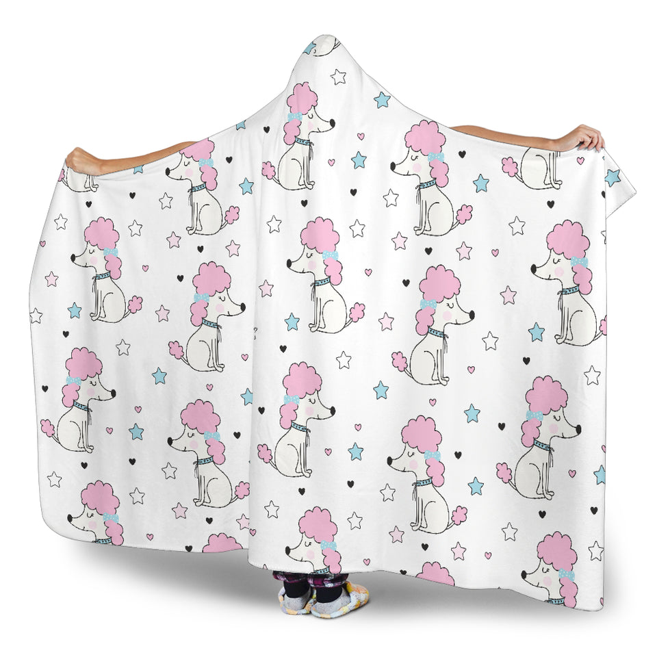 Cute Poodle Dog Star Pattern Hooded Blanket