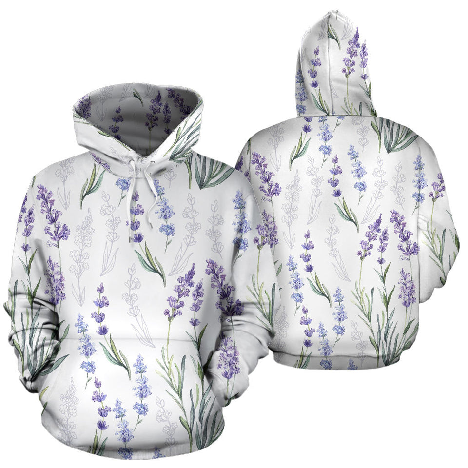 Hand Painting Watercolor Lavender Men Women Pullover Hoodie