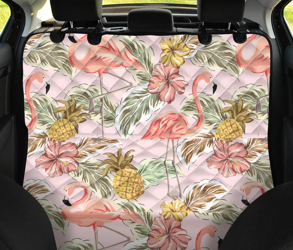 Pink Flamingo Birds Pineapples Hibiscus Flower Pattern Dog Car Seat Covers