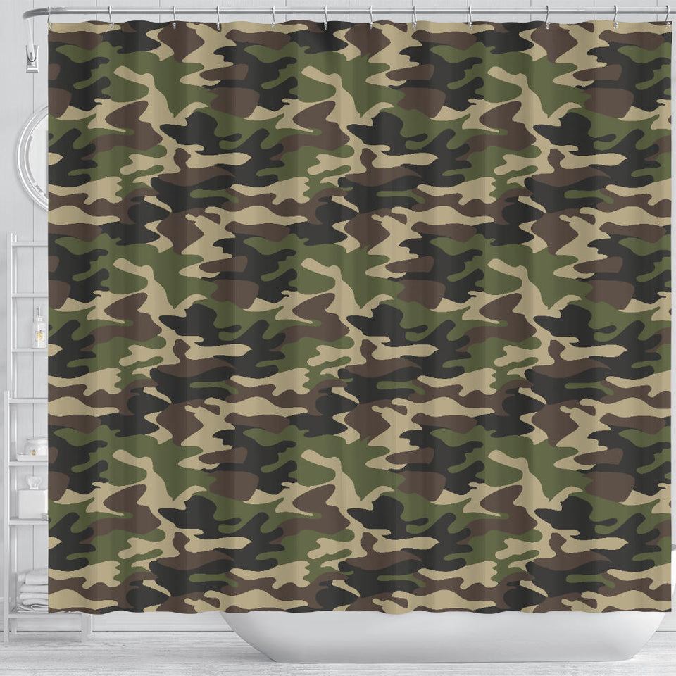 Dark Green Camo Camouflage Pattern Shower Curtain Fulfilled In US