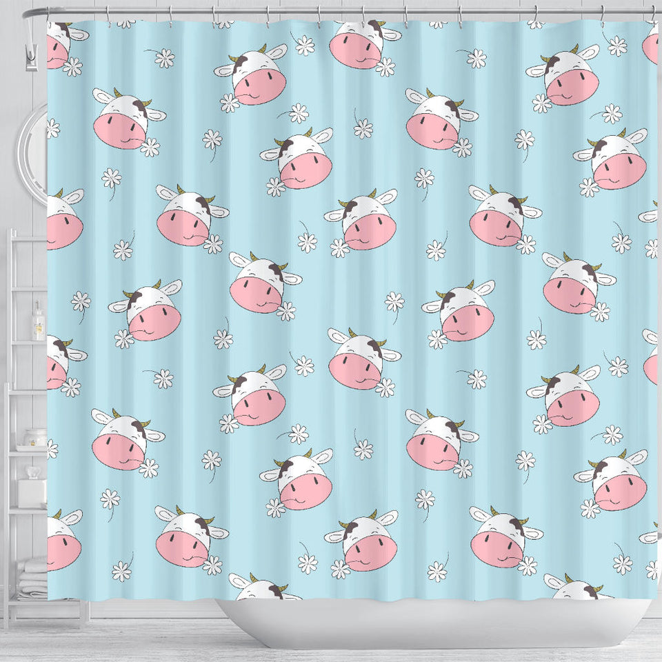 Cute Cow Flower Pattern Shower Curtain Fulfilled In US
