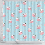 Cute Cow Flower Pattern Shower Curtain Fulfilled In US