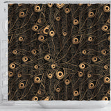 Gold Peacock Feather Pattern Shower Curtain Fulfilled In US