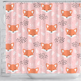 Cute Fox Pattern Pink Background Shower Curtain Fulfilled In US