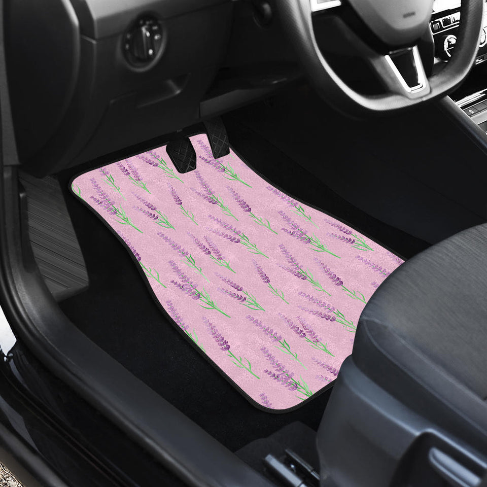 Lavender Pattern Pink Background Front And Back Car Mats