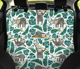 Cute Sloths Tropical Palm Leaves White Background Dog Car Seat Covers