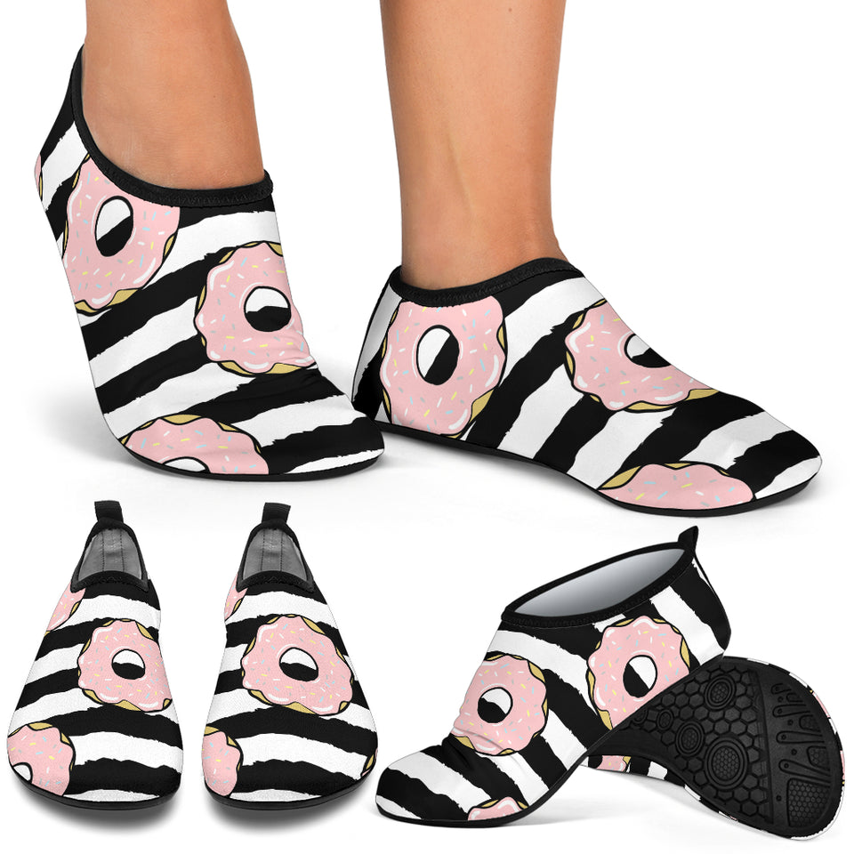 Donuts Pink Icing Striped Pattern Aqua Shoes