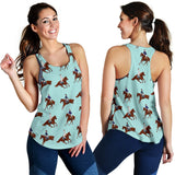 Horses running horses rider pattern Women Racerback Tank Top