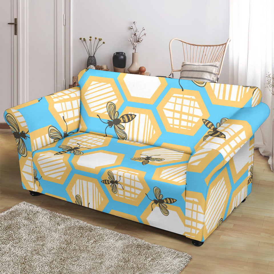 Bee Honeycomb Pattern Loveseat Couch Slipcover