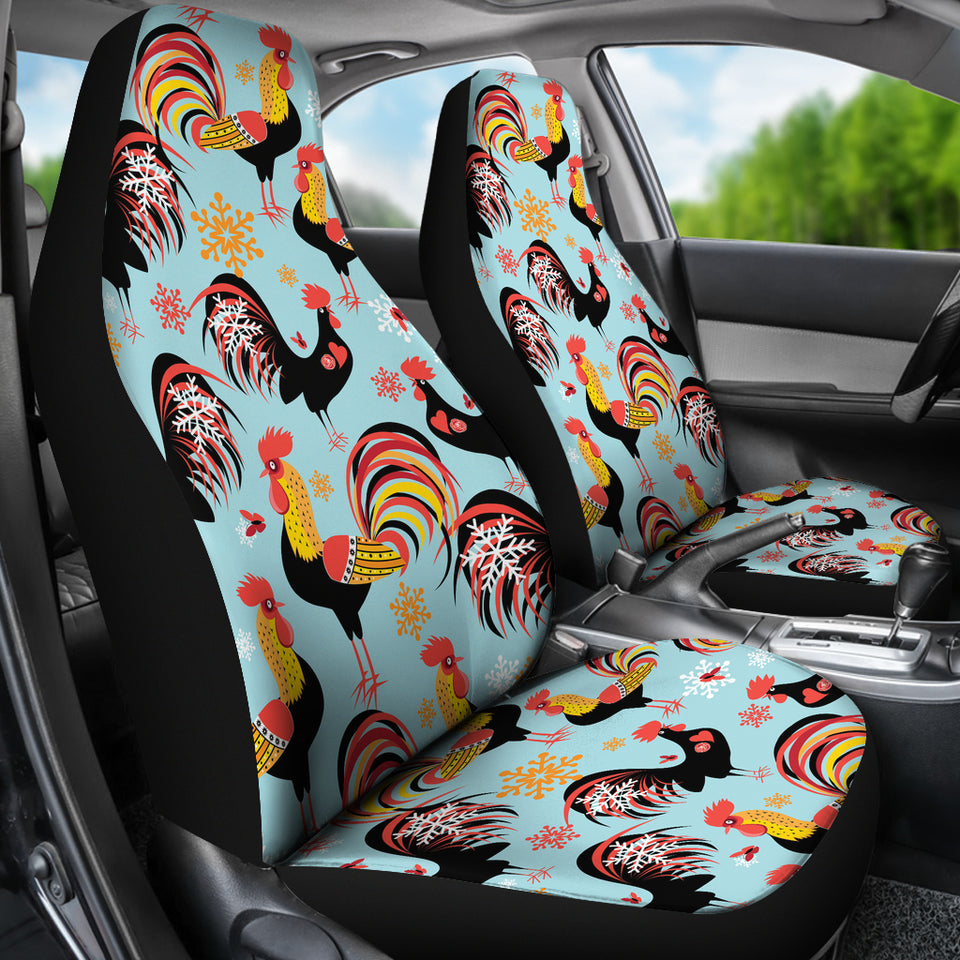 Rooster Chicken Cock Snowfalke  Universal Fit Car Seat Covers