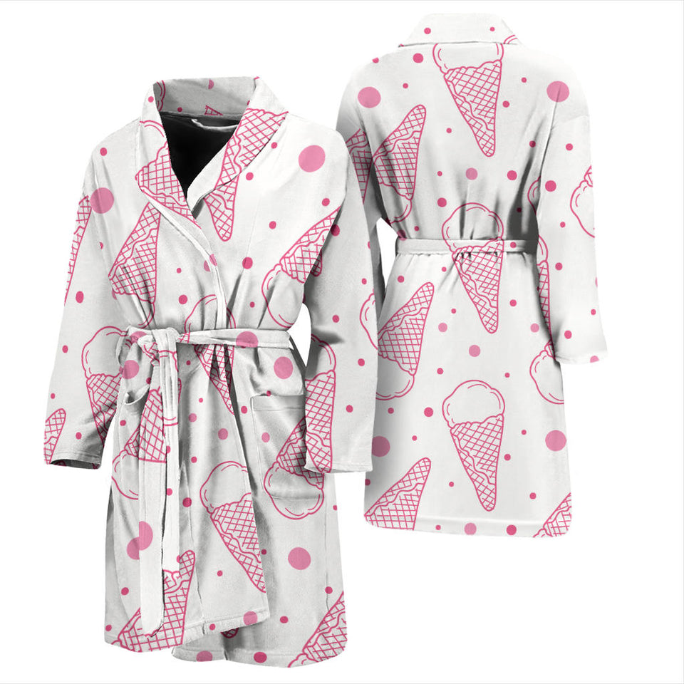 Hand Drawn Ice Cream Pattern Men'S Bathrobe