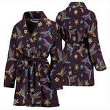 Hummingbird Pattern Print Design 04 Women's Bathrobe