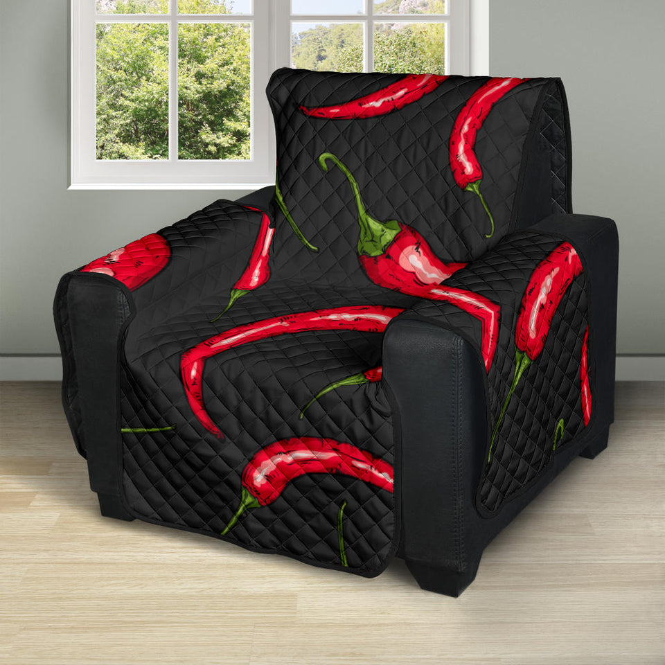 Chili peppers pattern black background Recliner Cover Protector