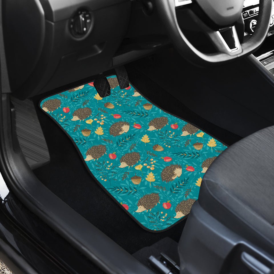 Hedgehog Pattern Print Design 01 Front and Back Car Mats