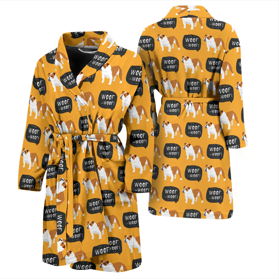 English Bulldog Pattern Print Design 04 Men's Bathrobe