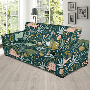 Dinosaurs Tropical Leaves Flower Pattern Sofa Slipcover