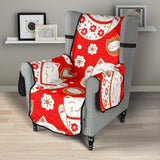 Cute Maneki Neko Lucky Cat red background Chair Cover Protector