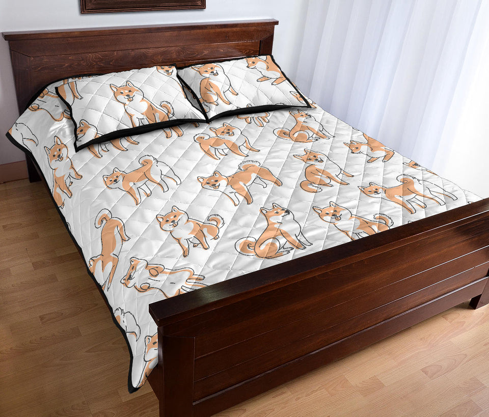 shiba inu dog pattern Quilt Bed Set