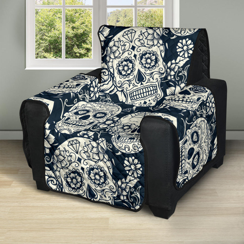 Sugar skull black white pattern Recliner Cover Protector