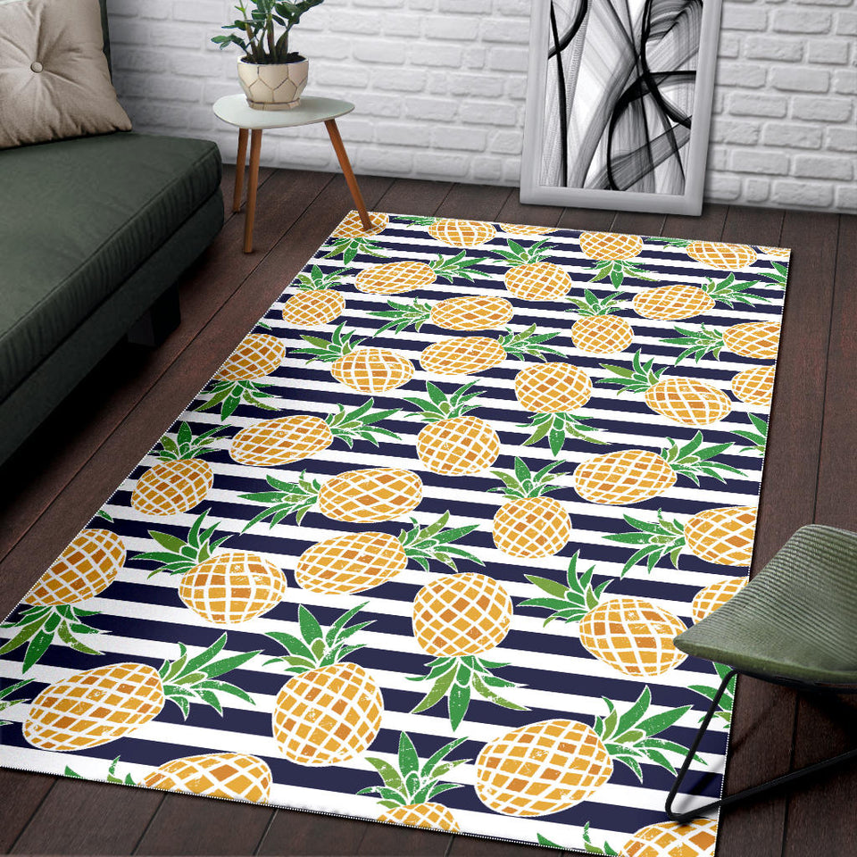 Pineapples Pattern Striped Background Area Rug