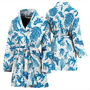 Coral Reef Pattern Print Design 01 Women's Bathrobe