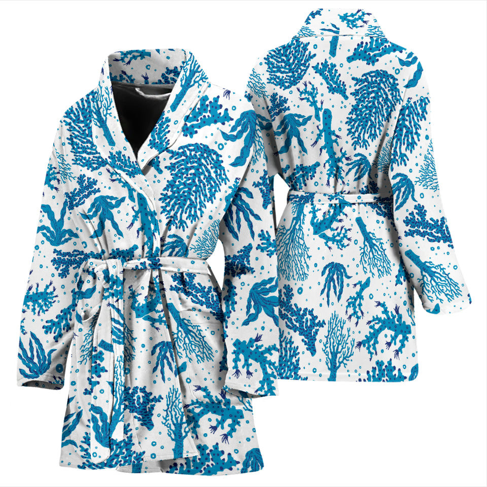 Coral Reef Pattern Print Design 01 Women's Bathrobe