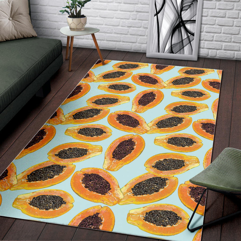 Watercolor Papaya Pattern Area Rug