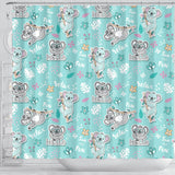 Cute Koalas Blue Background Pattern Shower Curtain Fulfilled In US