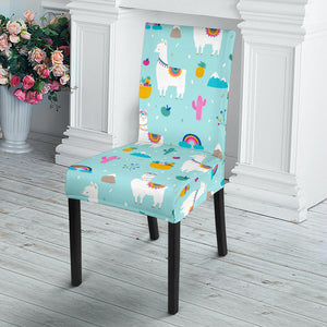 Llama Alpaca Cactus Leaves Pattern Dining Chair Slipcover