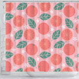 Grapefruit Leaves Flower Pink Background Shower Curtain Fulfilled In US