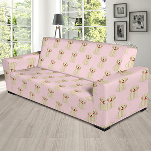 Golden Retriever Pattern Print Design 02 Sofa Slipcover