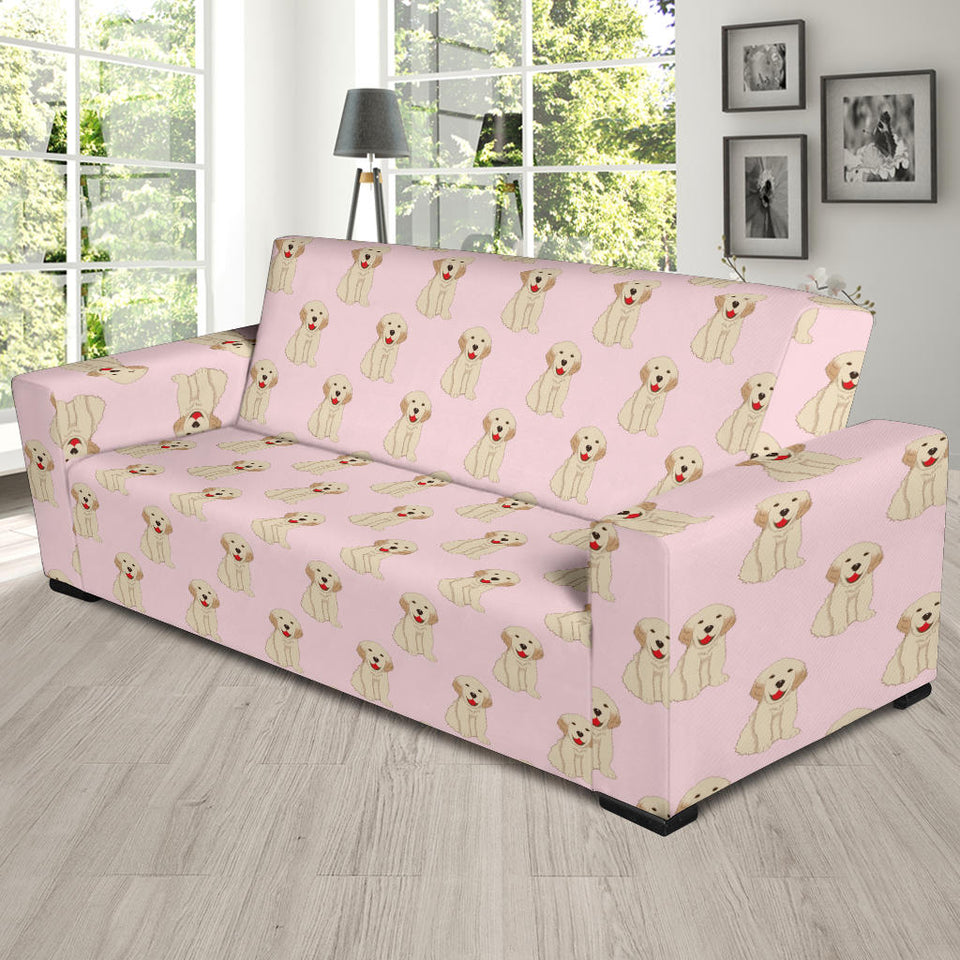 Golden Retriever Pattern Print Design 02 Sofa Slipcover
