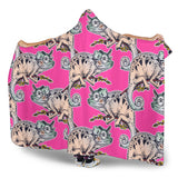 Chameleon Lizard Pattern Pink Background Hooded Blanket