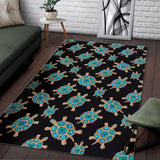 Sea Turtle Blue Stone Pattern Area Rug