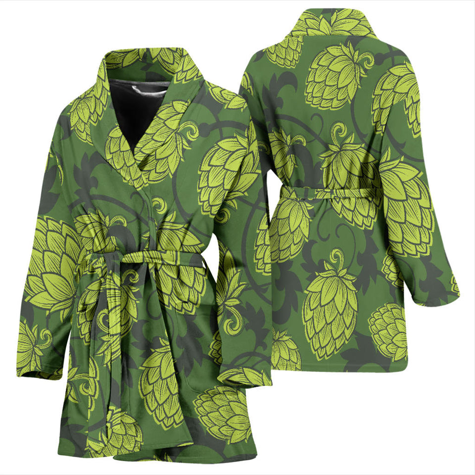 Hop Pattern Hop Cone Background Women'S Bathrobe