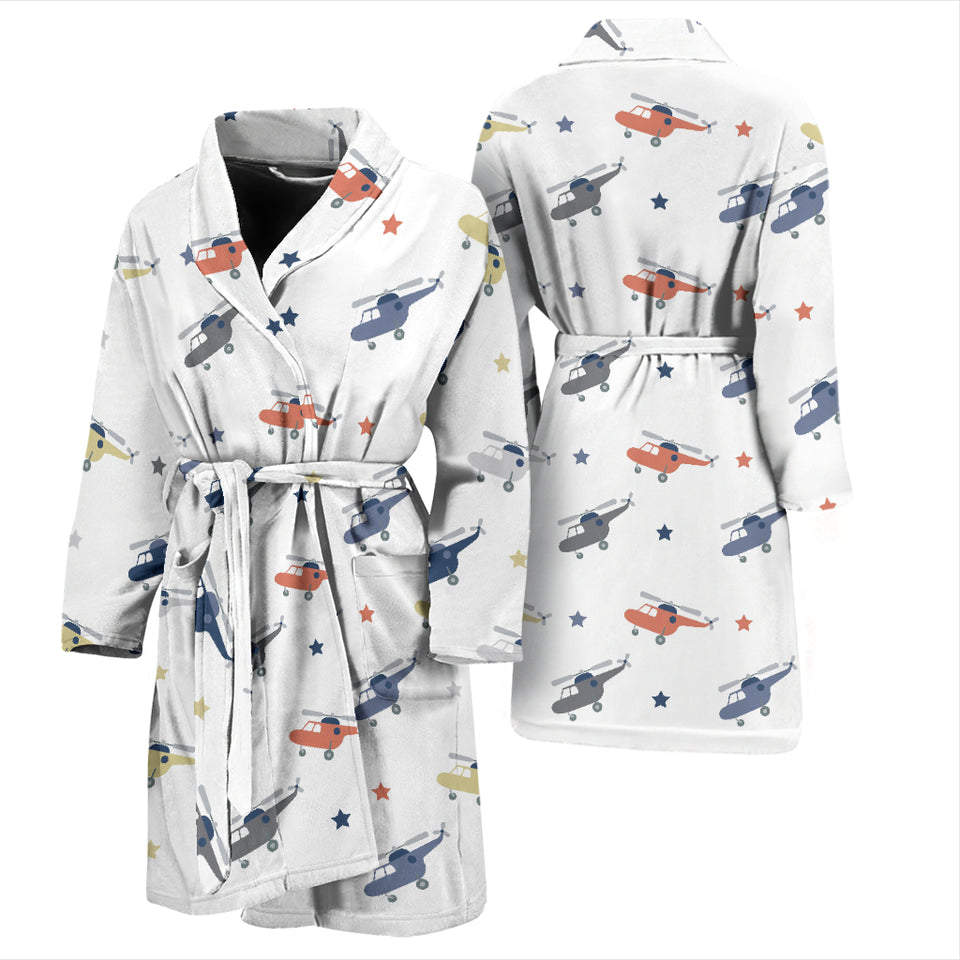Cute Helicopter Star Pattern Men'S Bathrobe